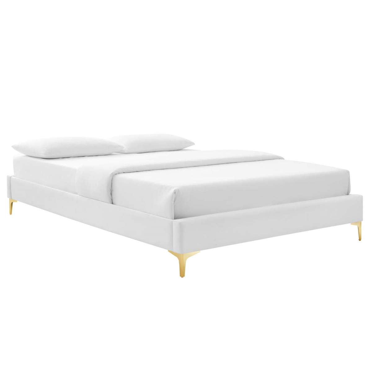 MOD-6307-WHI Sutton Performance Velvet Bed Frame, White - King Size