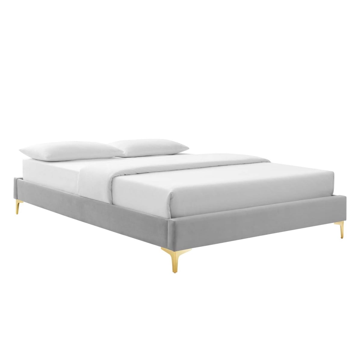 MOD-6305-LGR Sutton Performance Velvet Bed Frame, Light Gray - Twin Size