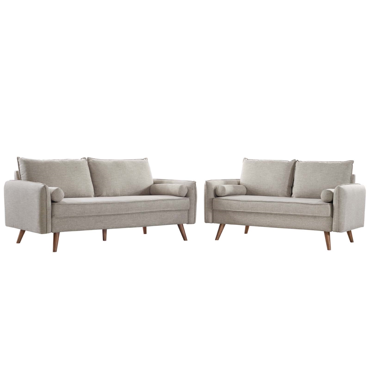 EEI-4047-BEI-SET Revive Upholstered Fabric Sofa & Loveseat Set, Beige - 2 Piece