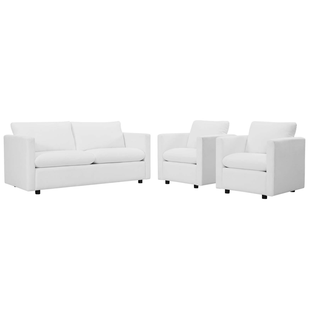 EEI-4046-WHI-SET 96.5 x 101.5 x 33.5 in. Activate Upholstered Fabric Set, White - 3 Piece -  Modway