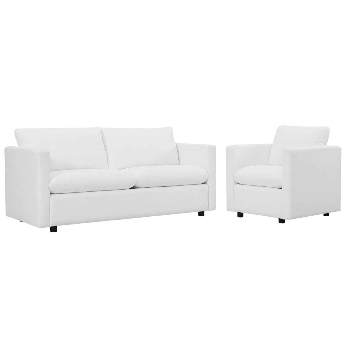 EEI-4045-WHI-SET 65 x 101.5 x 33.5 in. Activate Upholstered Fabric Sofa & Armchair Set, White -  Modway Furniture