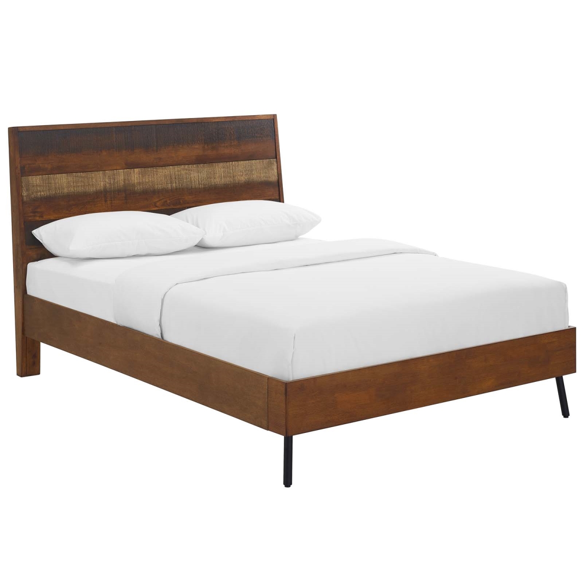 MOD-5831-WAL 88.5 x 63.5 x 47 in. Arwen Rustic Wood Bed, Walnut - Queen Size