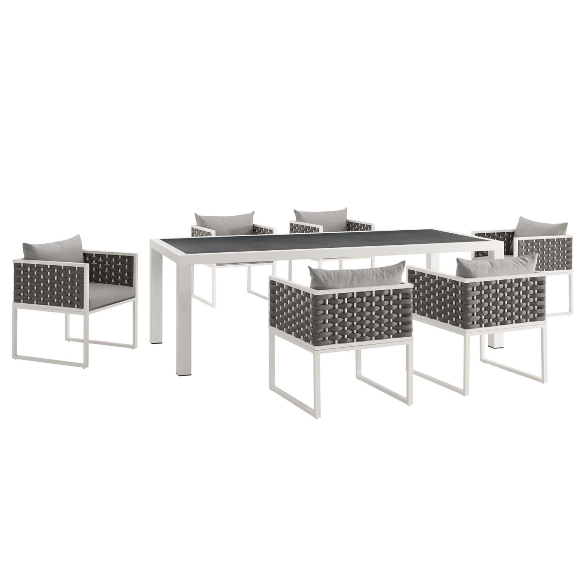 Stance Outdoor Patio Aluminum Dining Set, White Gray - 7 Piece