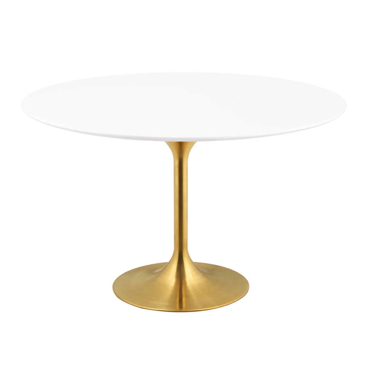 EEI-3228-GLD-WHI 54 in. Lippa Round Wood Dining Table, Gold White