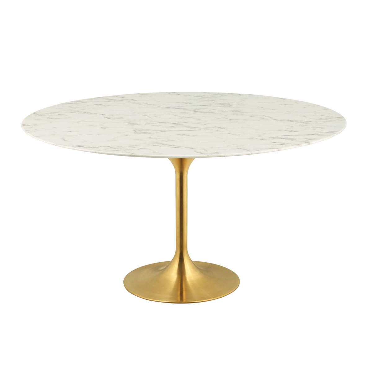 EEI-3234-GLD-WHI 60 in. Lippa Artificial Marble Dining Table, Gold White - Round