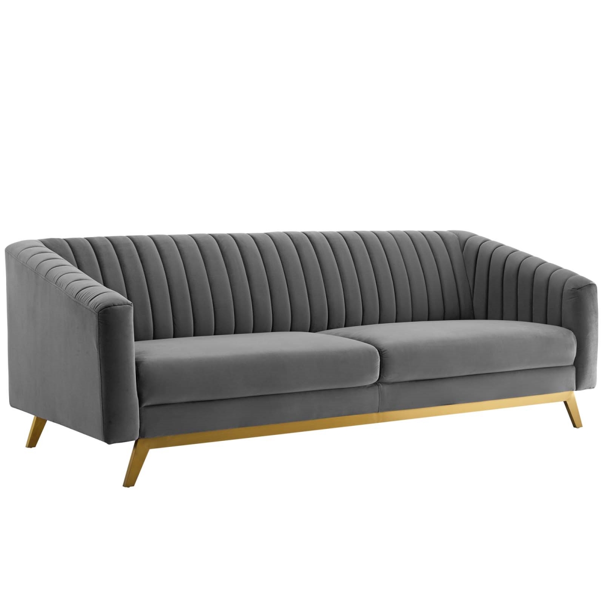EEI-3403-GRY 30.5 x 83 x 34 in. Valiant Vertical Channel Tufted Performance Velvet Sofa, Gray