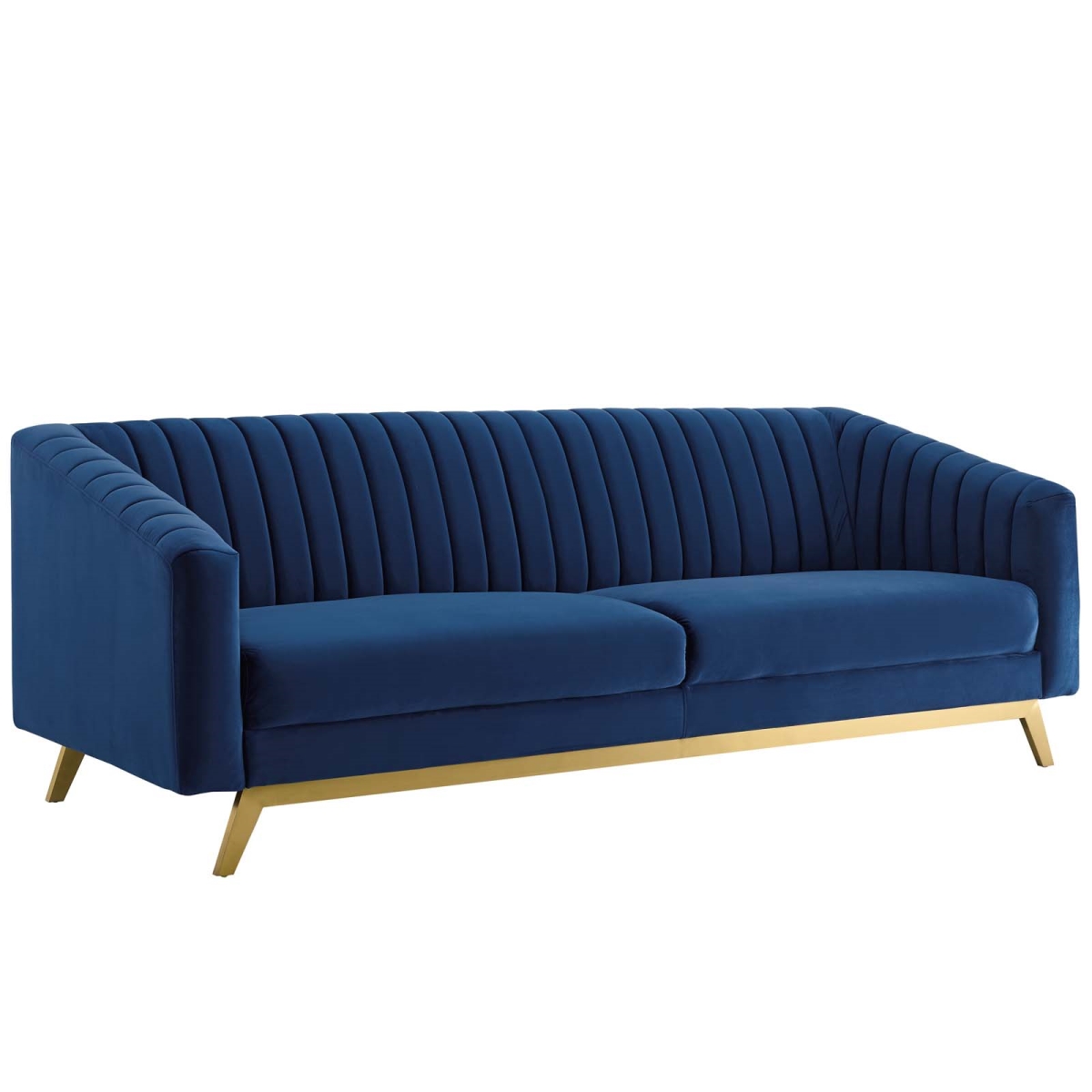 Modway EEI-3403-NAV 30.5 x 83 x 34 in. Valiant Vertical Channel Tufted Performance Velvet Sofa, Navy