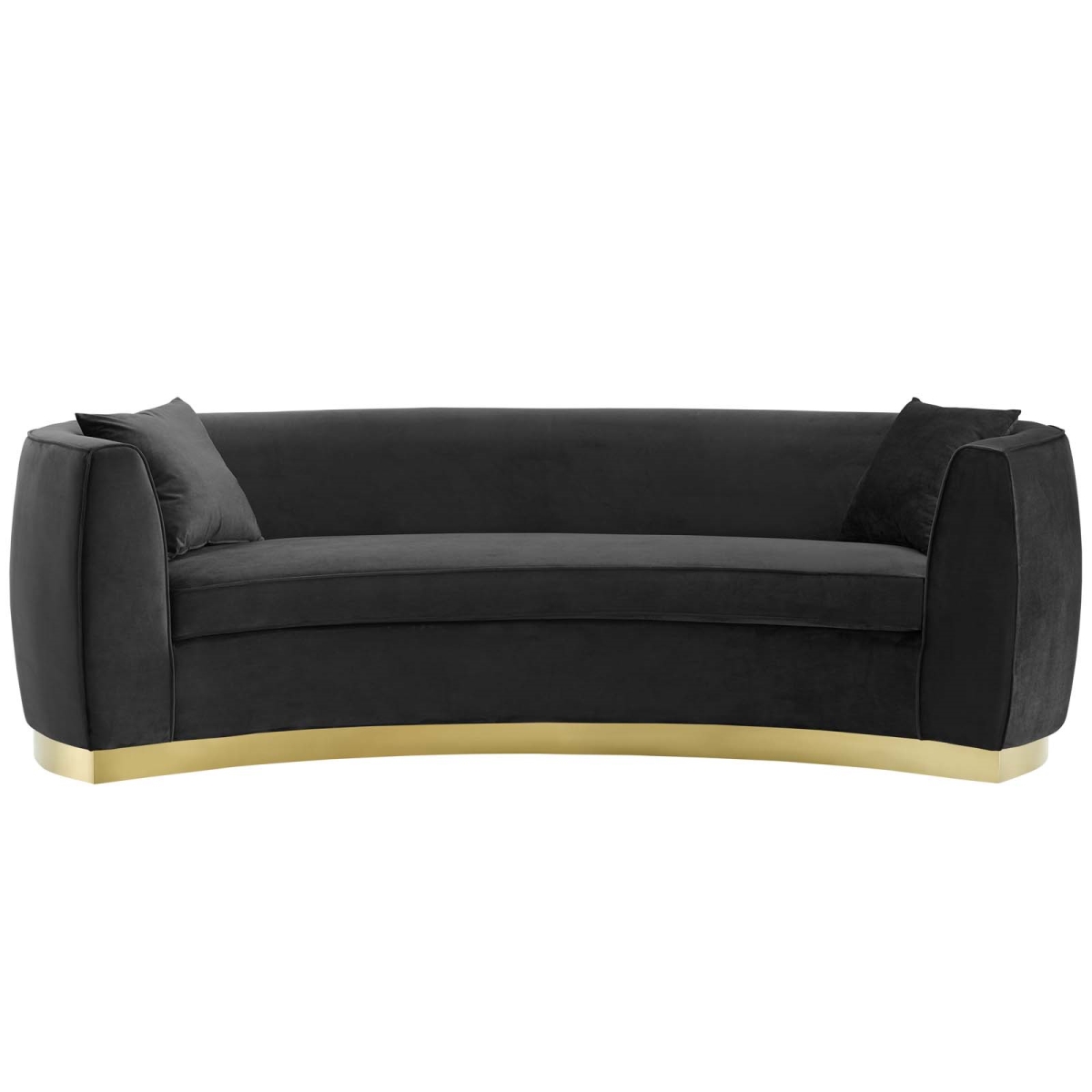 EEI-3408-BLK Resolute Curved Performance Velvet Sofa, Black