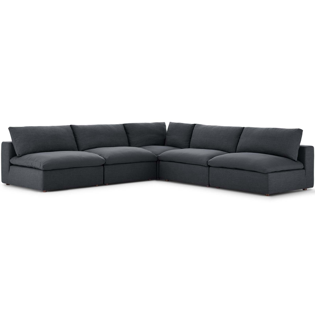 EEI-3360-GRY Commix Down Filled Overstuffed Sectional Sofa Set, Gray - 5 Piece