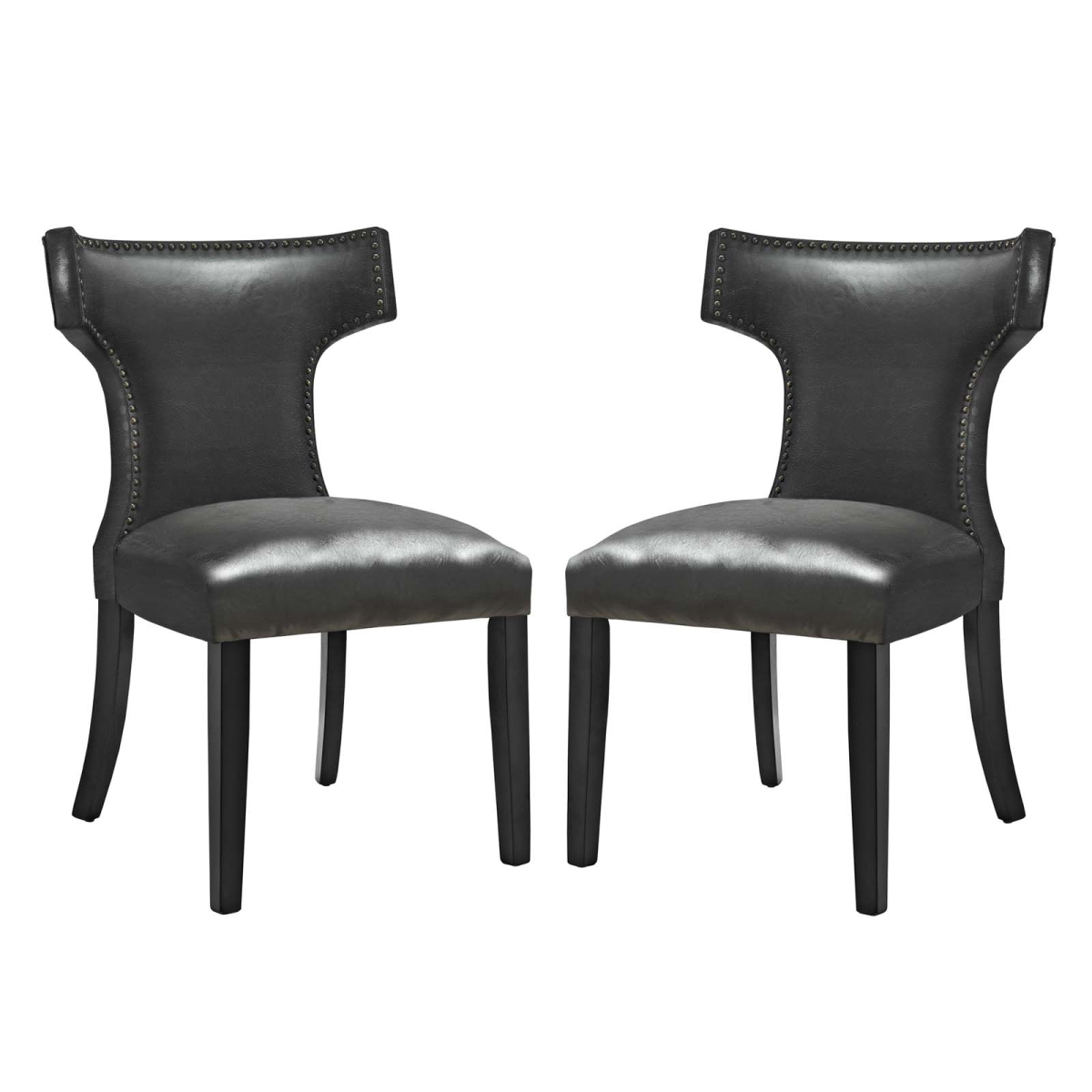 EEI-3949-BLK Curve Dining Chair - Vinyl, Black - Set of 2