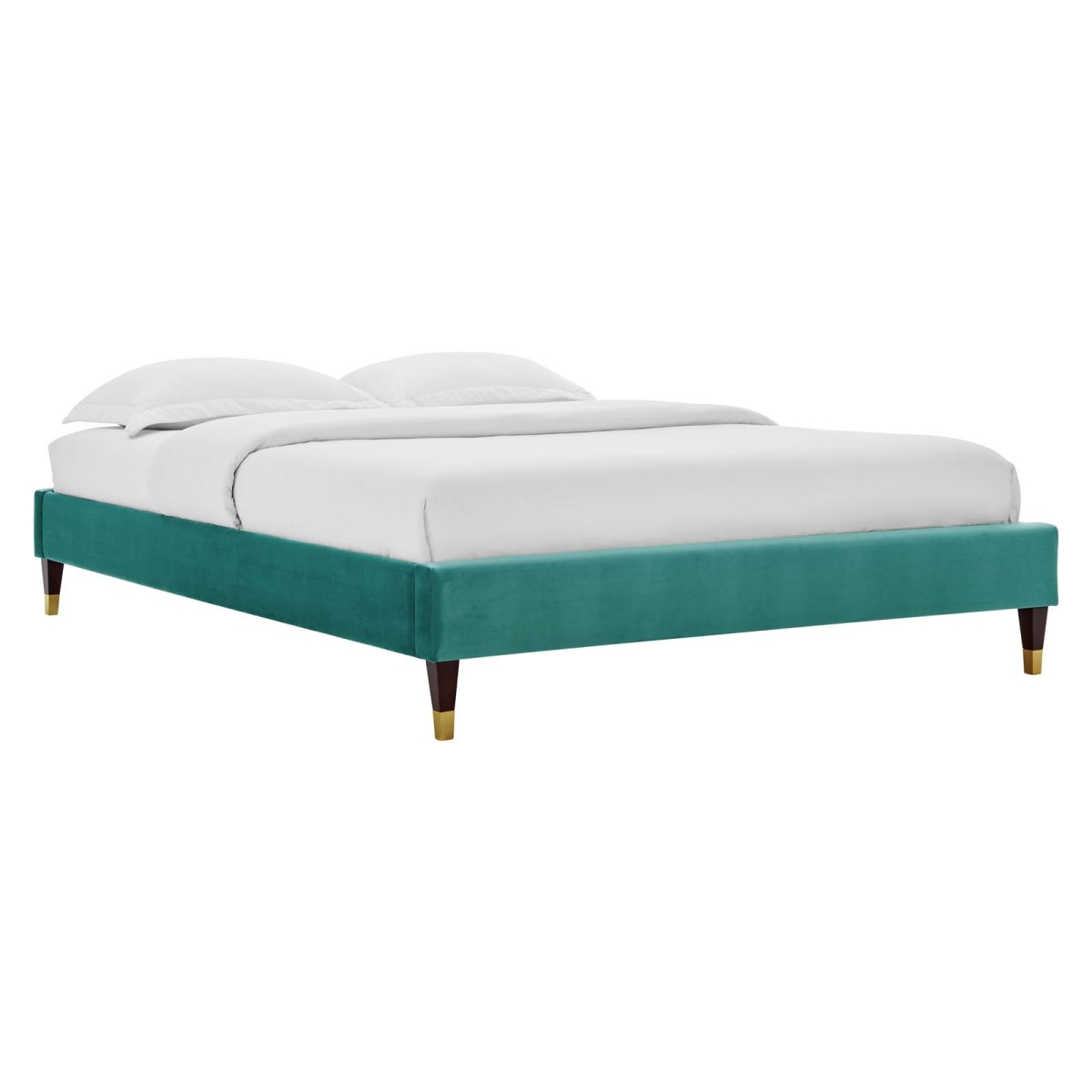 MOD-6269-TEA Harlow Performance Velvet Platform Bed Frame, Teal - Full Size