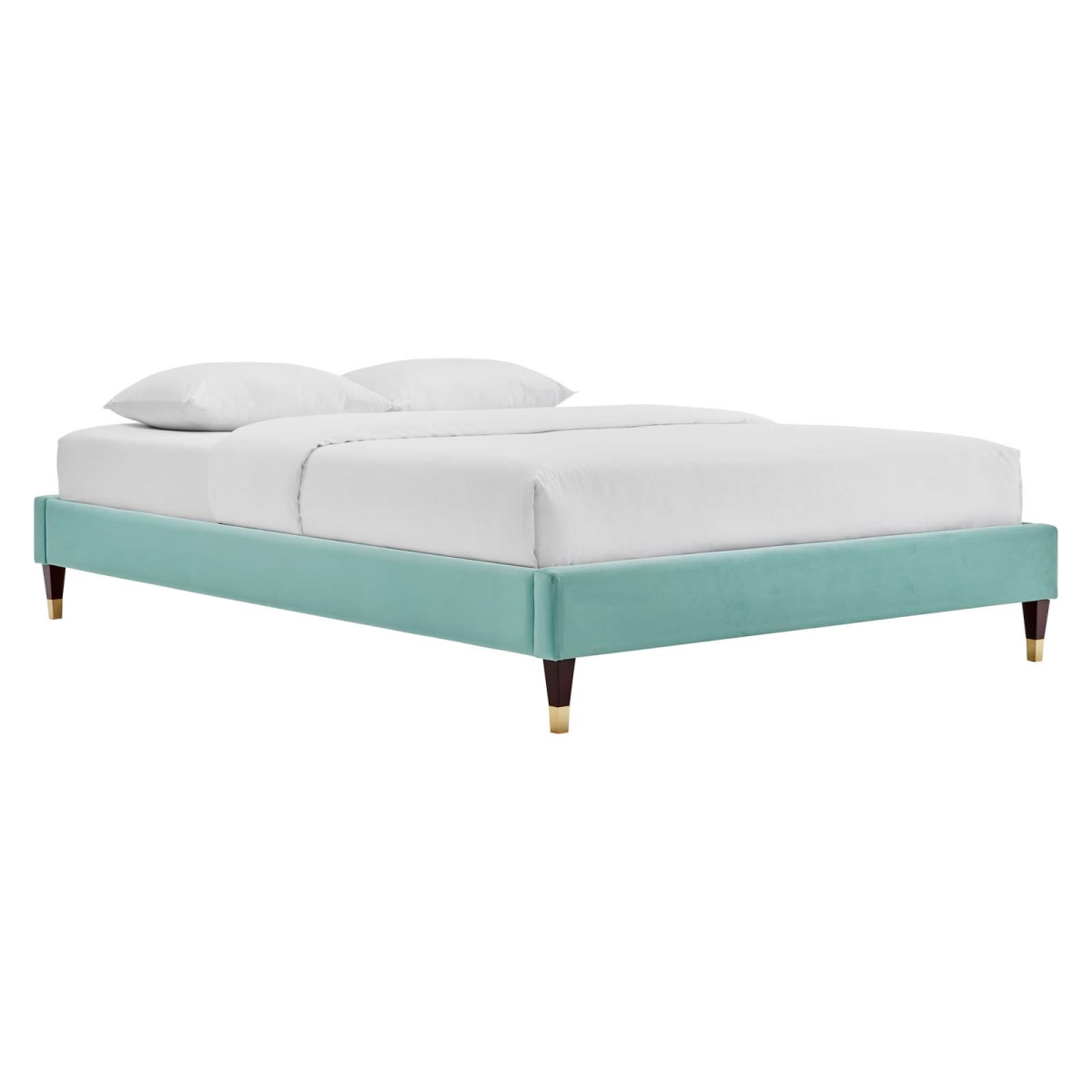 MOD-6270-MIN Harlow Performance Velvet Platform Bed Frame, Mint - Queen Size