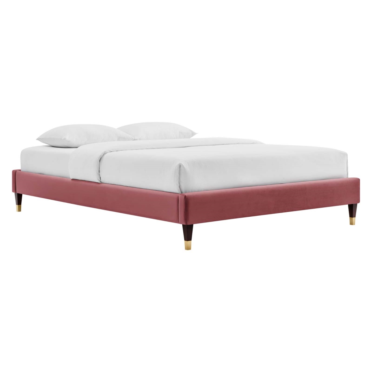 MOD-6271-DUS Harlow Performance Velvet Platform Bed Frame, Dusty Rose - King Size