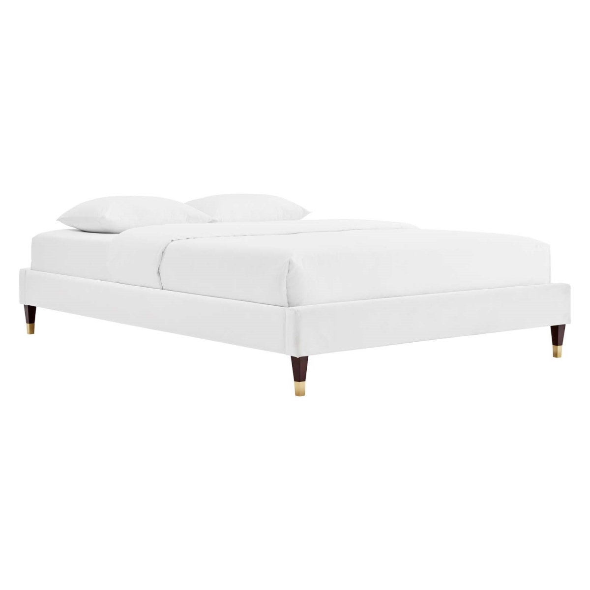 MOD-6271-WHI Harlow Performance Velvet Platform Bed Frame, White - King Size