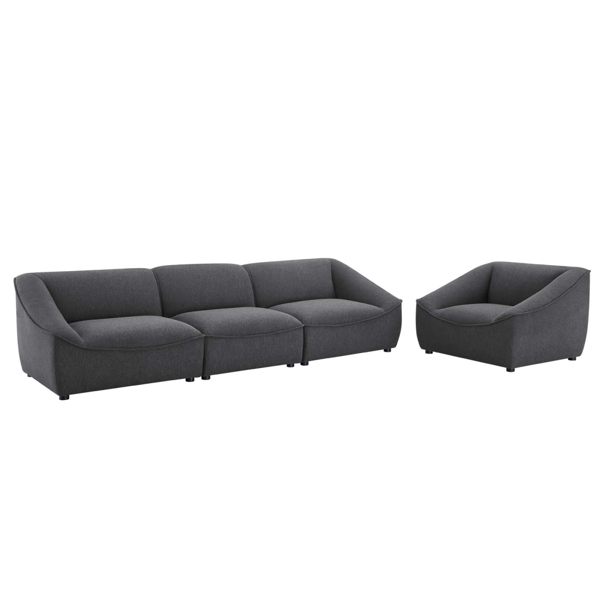 Picture of Modway Furniture EEI-5406-CHA 4 Piece Comprise Living Room Set&#44; Charcoal