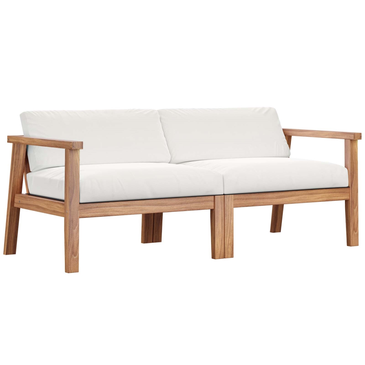 EEI-4259-NAT-WHI-SET Bayport Outdoor Patio Teak Wood 2-Seater Loveseat, Natural White - 2 Piece