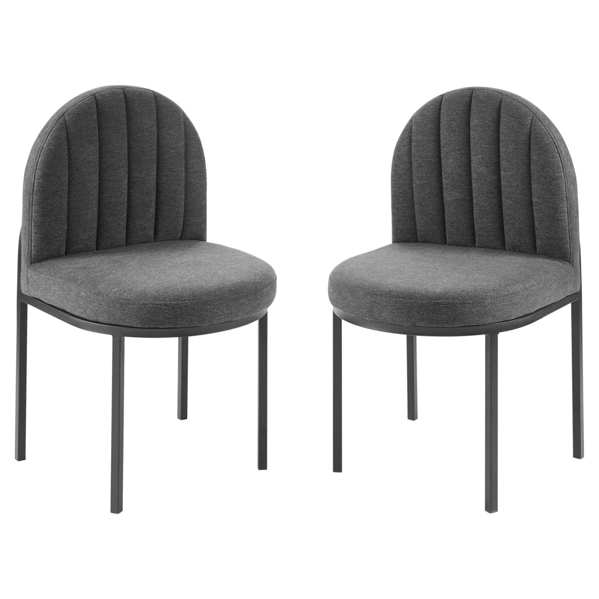 EEI-4504-BLK-CHA Isla Dining Side Chair for Upholstered Fabric, Black Charcoal - Set of 2