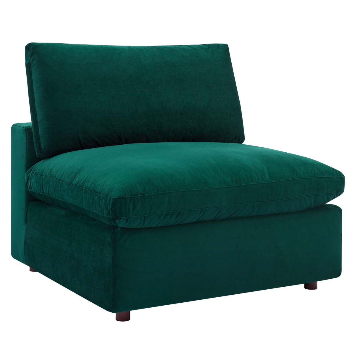 EEI-4367-GRN Commix Down Filled Overstuffed Performance Velvet Armless Chair, Green