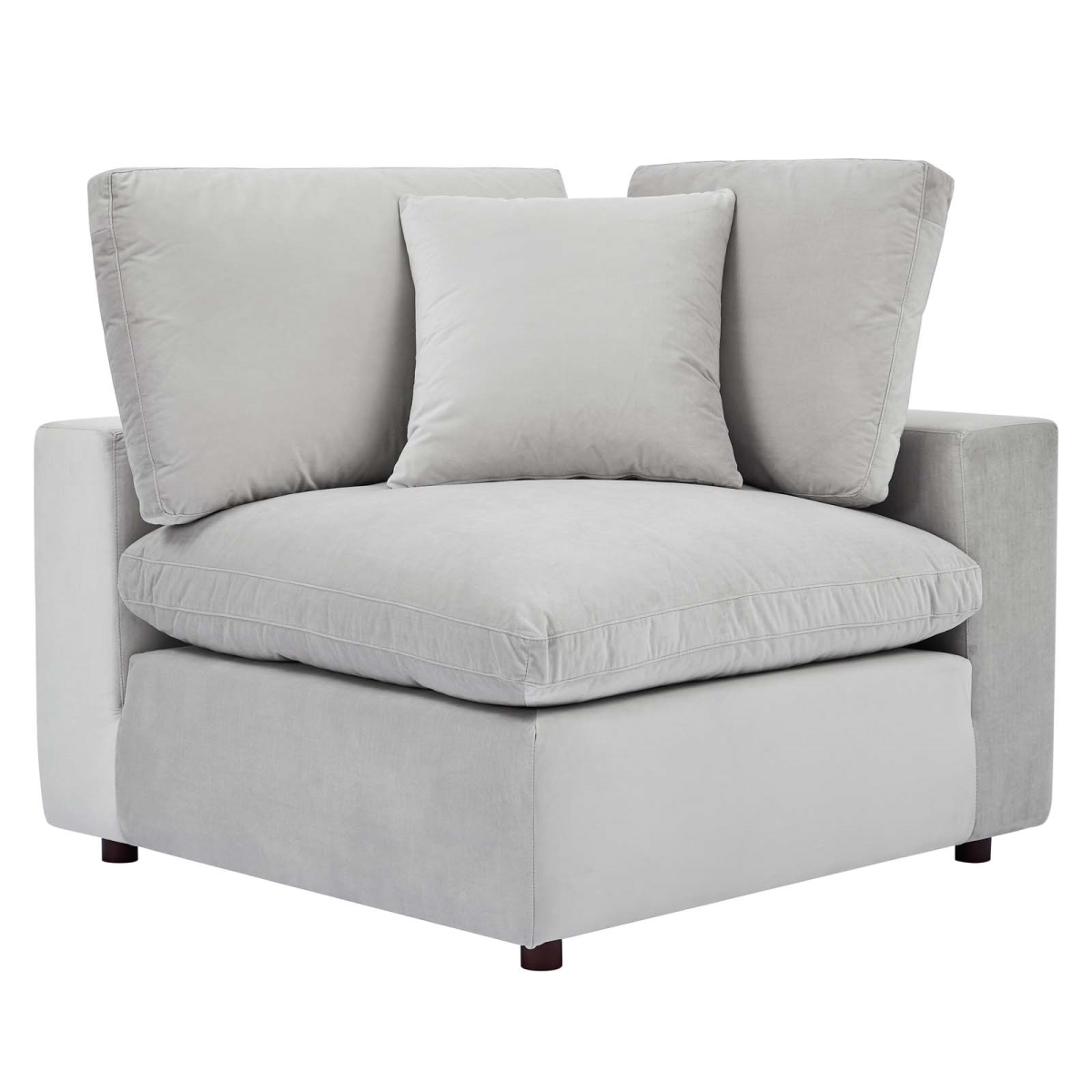 EEI-4366-LGR Commix Down Filled Overstuffed Performance Velvet Corner Chair, Light Gray