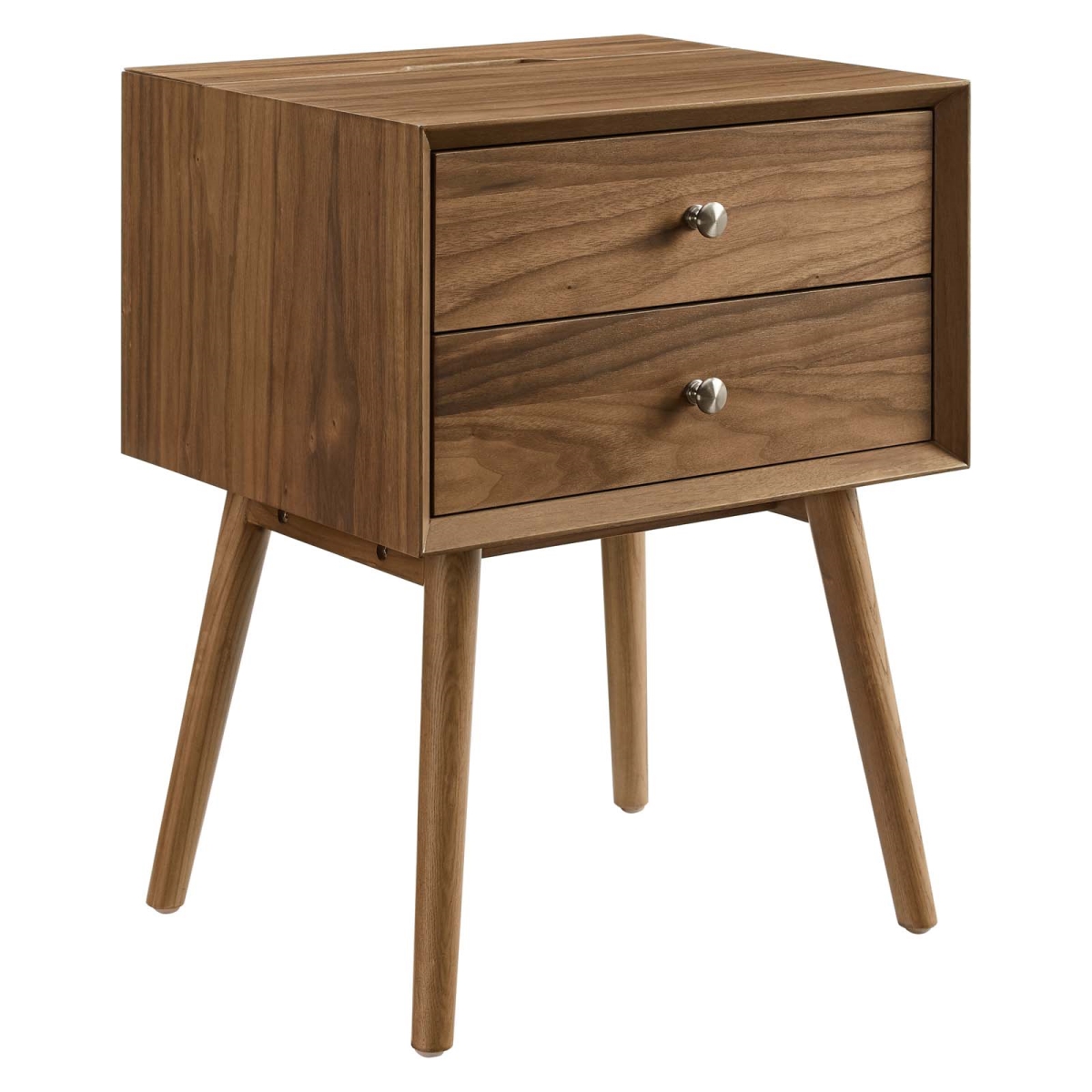 EEI-4343-WAL-WAL 15 x 18 x 24 in. Ember Wood Nightstand with USB Ports, Walnut