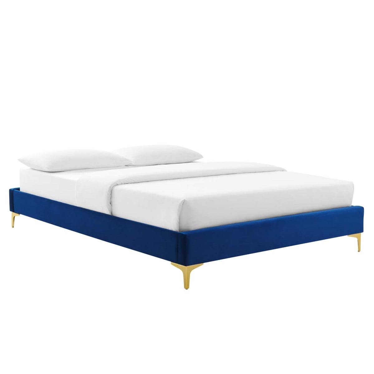 MOD-6275-NAV Sutton Performance Velvet Bed Frame, Navy - Queen Size