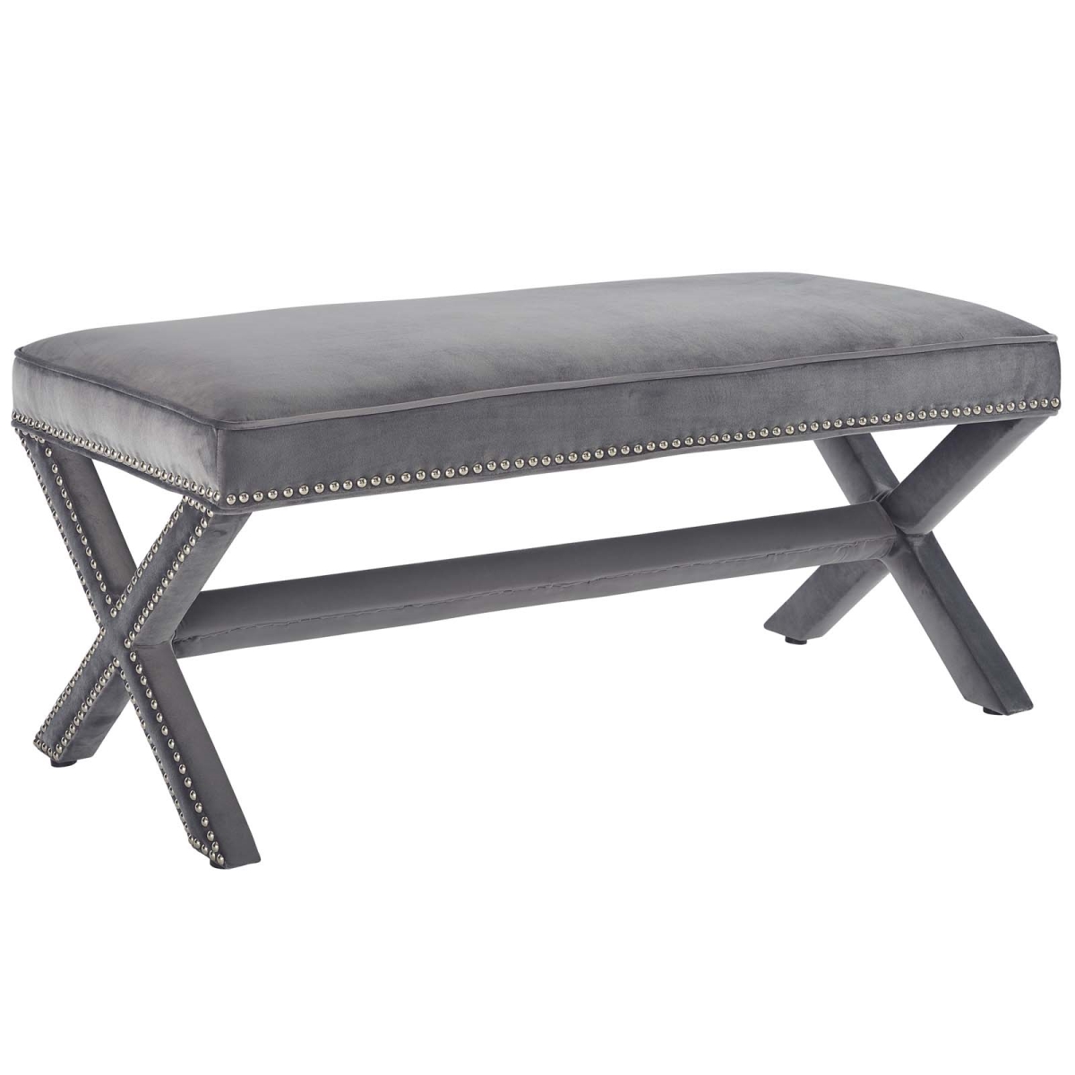 Picture of Modway Furniture EEI-3067-GRY Rivet Performance Velvet Bench&#44; Gray