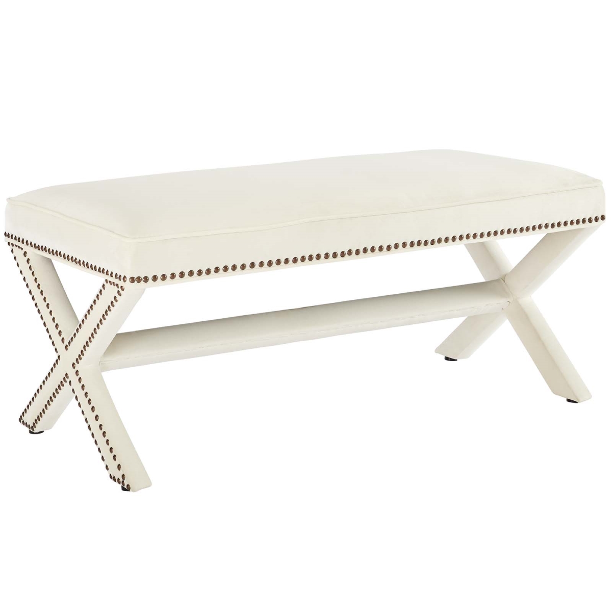 Picture of Modway Furniture EEI-3067-IVO Rivet Performance Velvet Bench&#44; Ivory