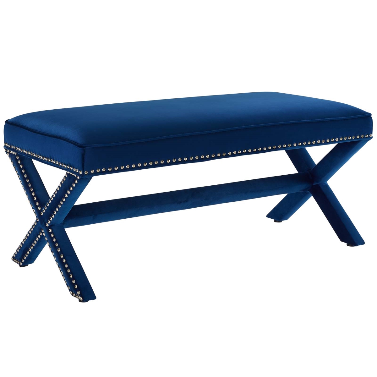 EEI-3067-NAV 19 x 42 x 20 in. Rivet Performance Velvet Bench, Navy