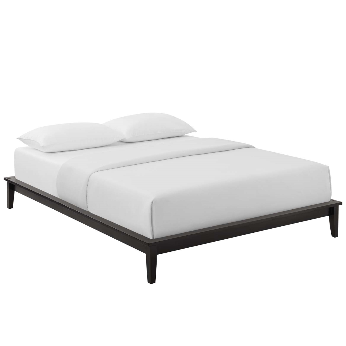 MOD-6055-CAP Lodge Wood Platform Bed Frame, Cappuccino - Queen Size