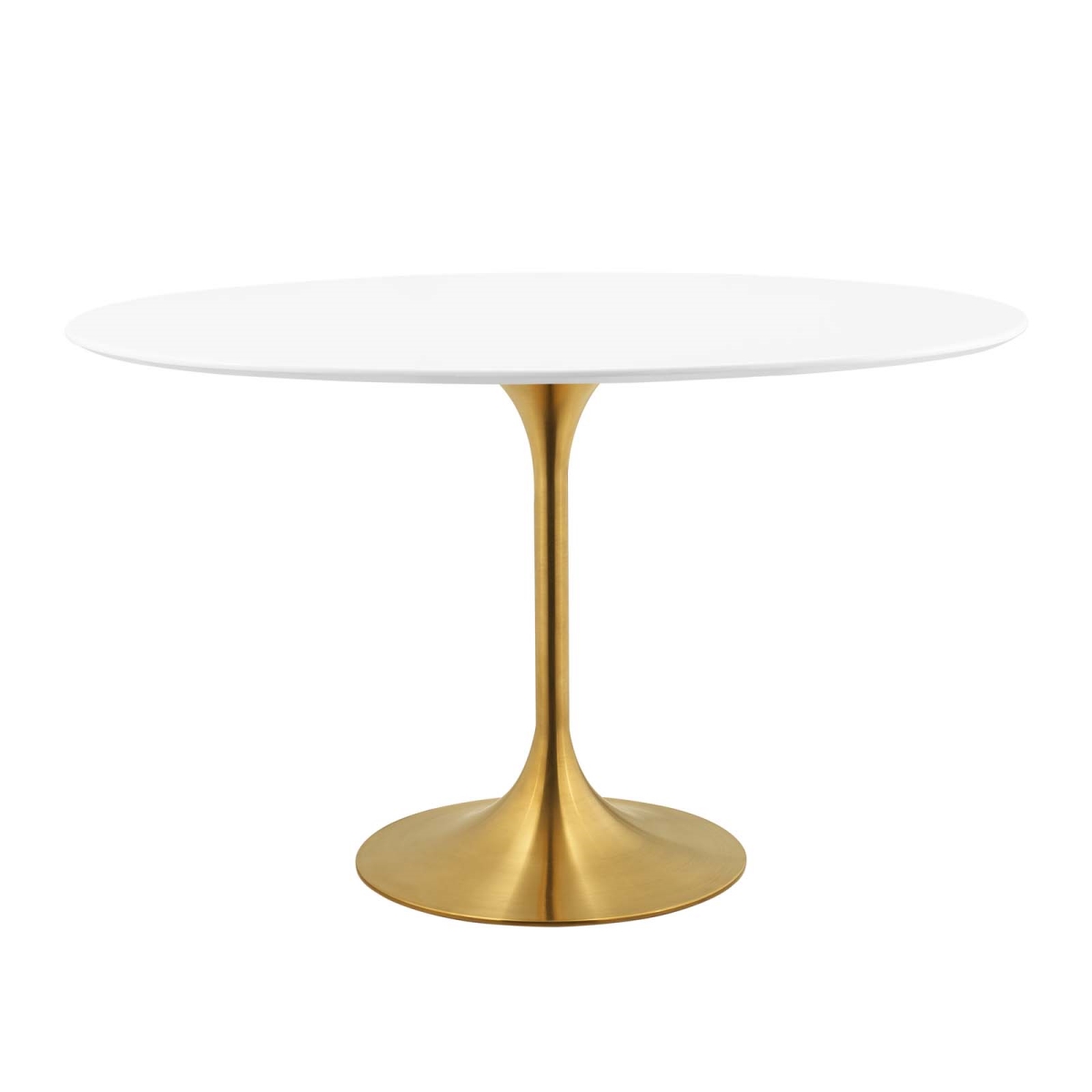 EEI-3215-GLD-WHI 48 in. Lippa Wood Dining Table, Gold White - Oval
