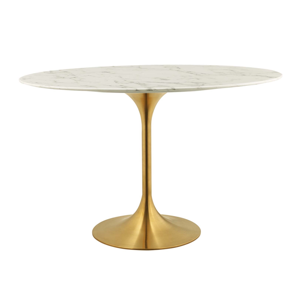 EEI-3216-GLD-WHI 48 in. Lippa Oval Artificial Marble Dining Table, Gold & White