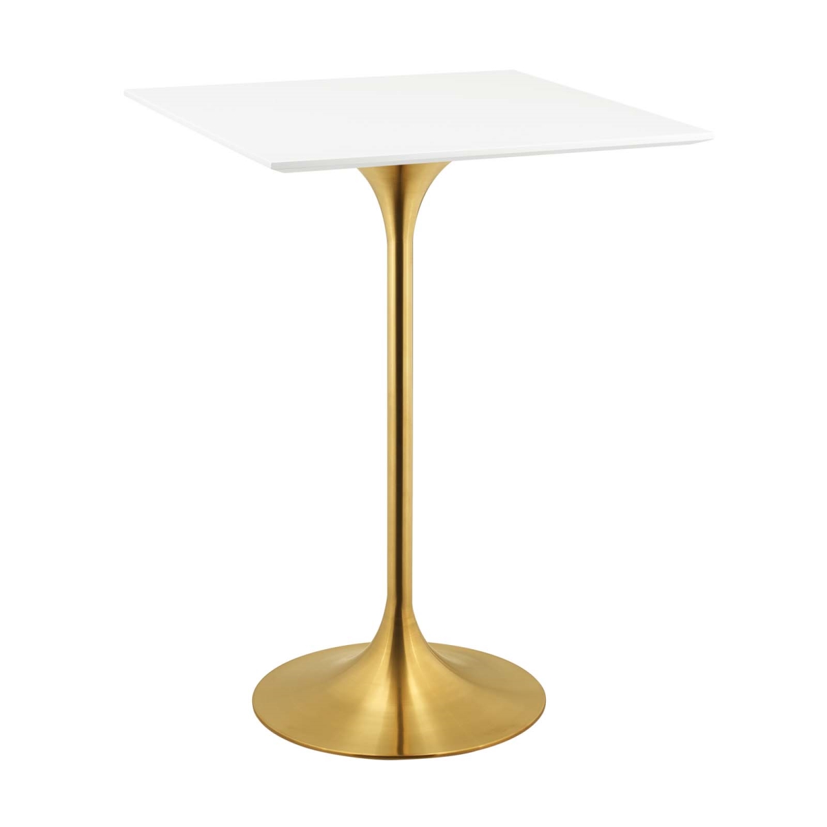 EEI-3263-GLD-WHI 28 in. Lippa Square Wood Top Bar Table, Gold & White