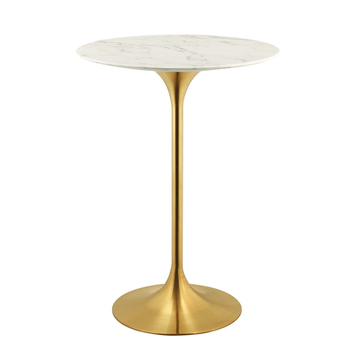 EEI-3264-GLD-WHI 28 in. Lippa Artificial Marble Bar Table, Gold & White