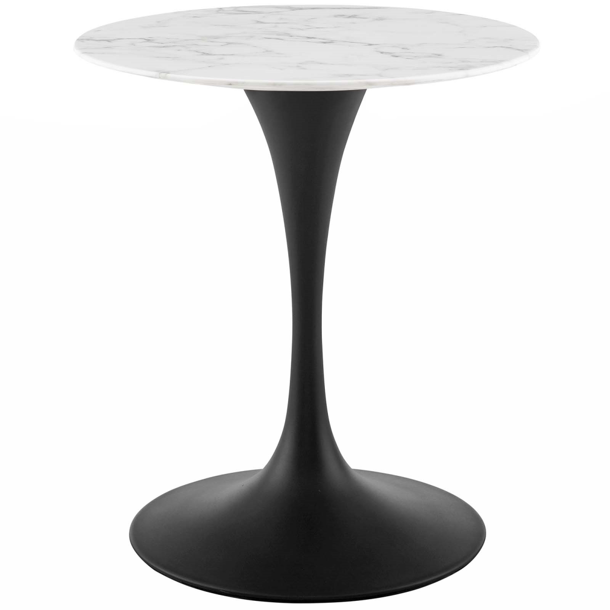 EEI-3515-BLK-WHI 28 in. Lippa Round Artificial Marble Dining Table, Black & White