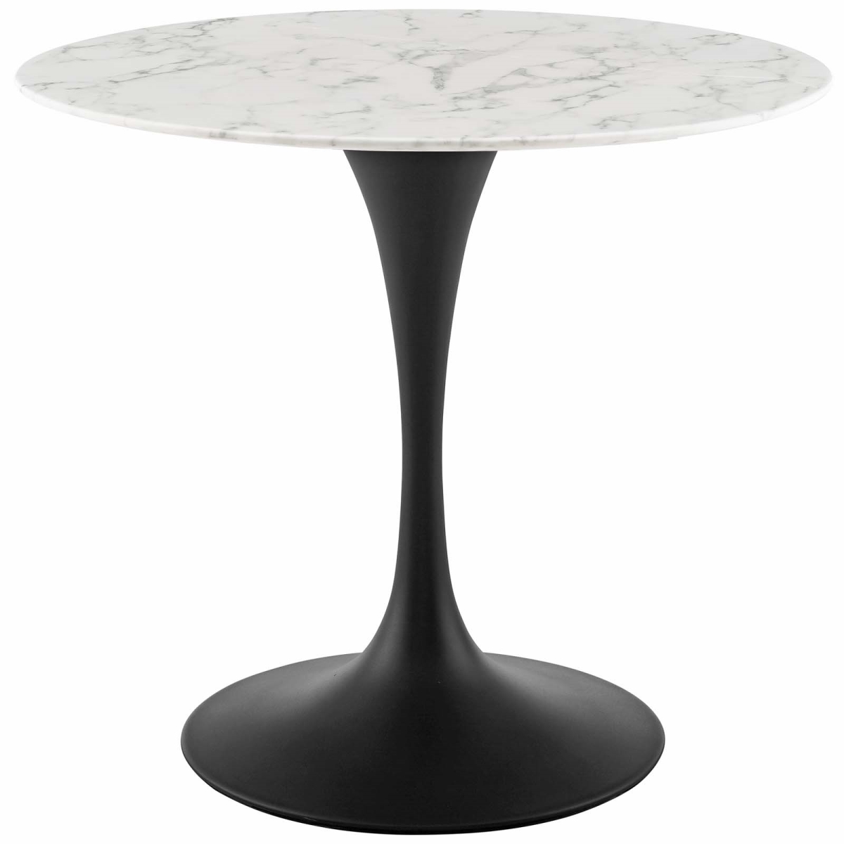 EEI-3516-BLK-WHI 36 in. Lippa Round Artificial Marble Dining Table, Black & White