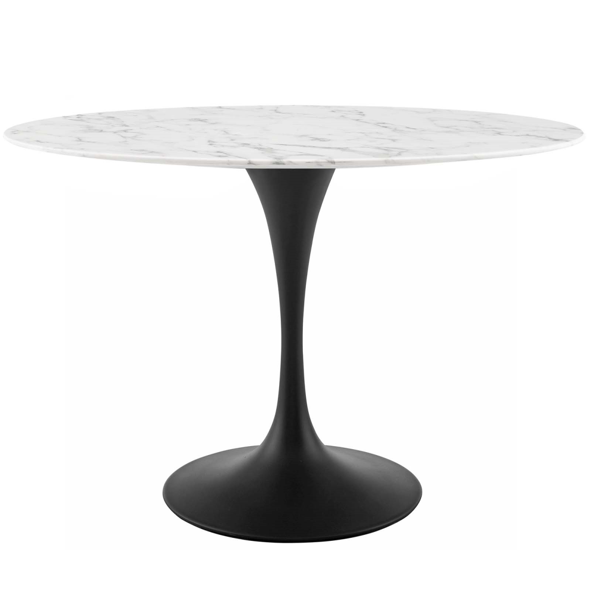 EEI-3518-BLK-WHI 48 in. Lippa Oval Artificial Marble Dining Table, Black & White