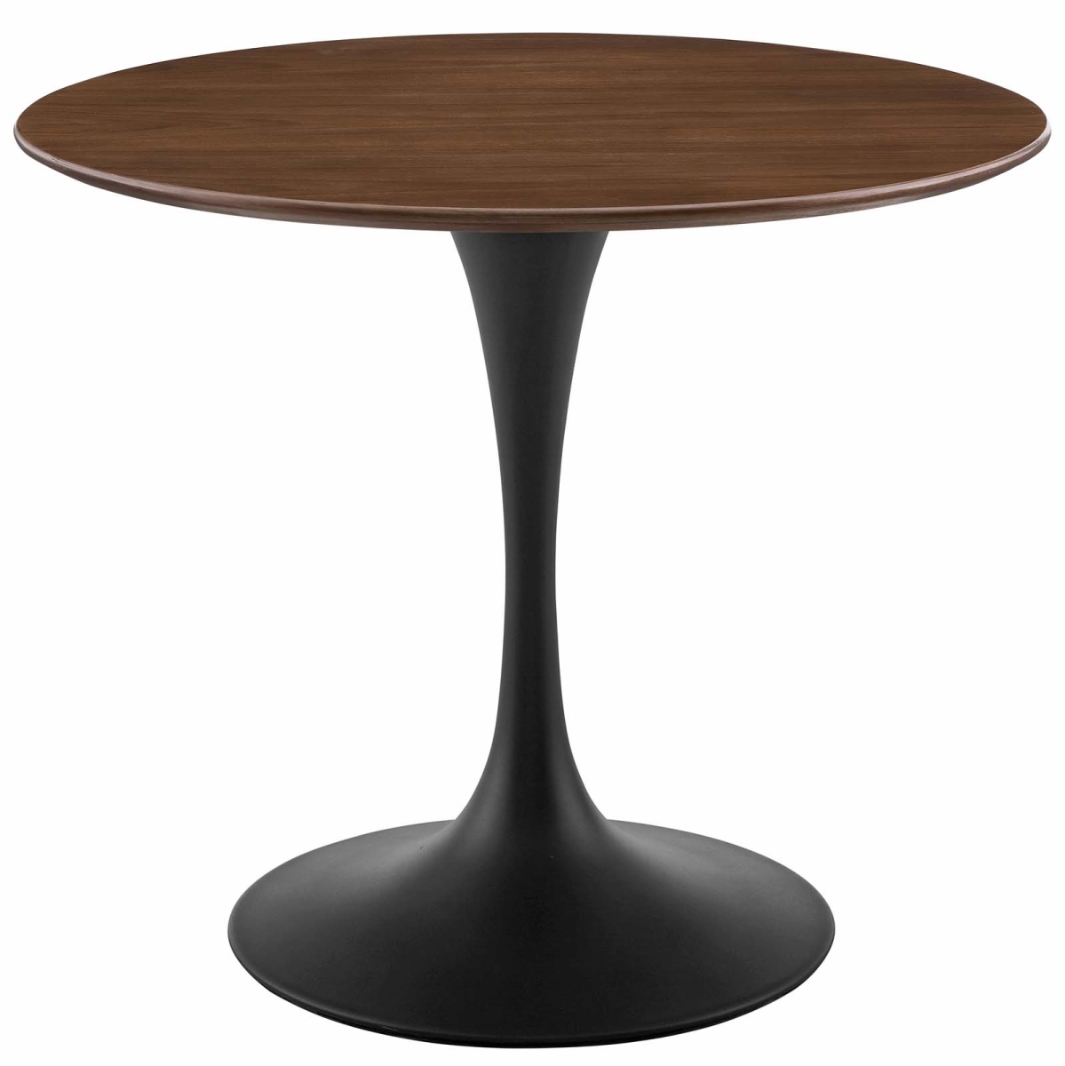 EEI-3519-BLK-WAL 36 in. Lippa Round Walnut Dining Table, Black & Walnut