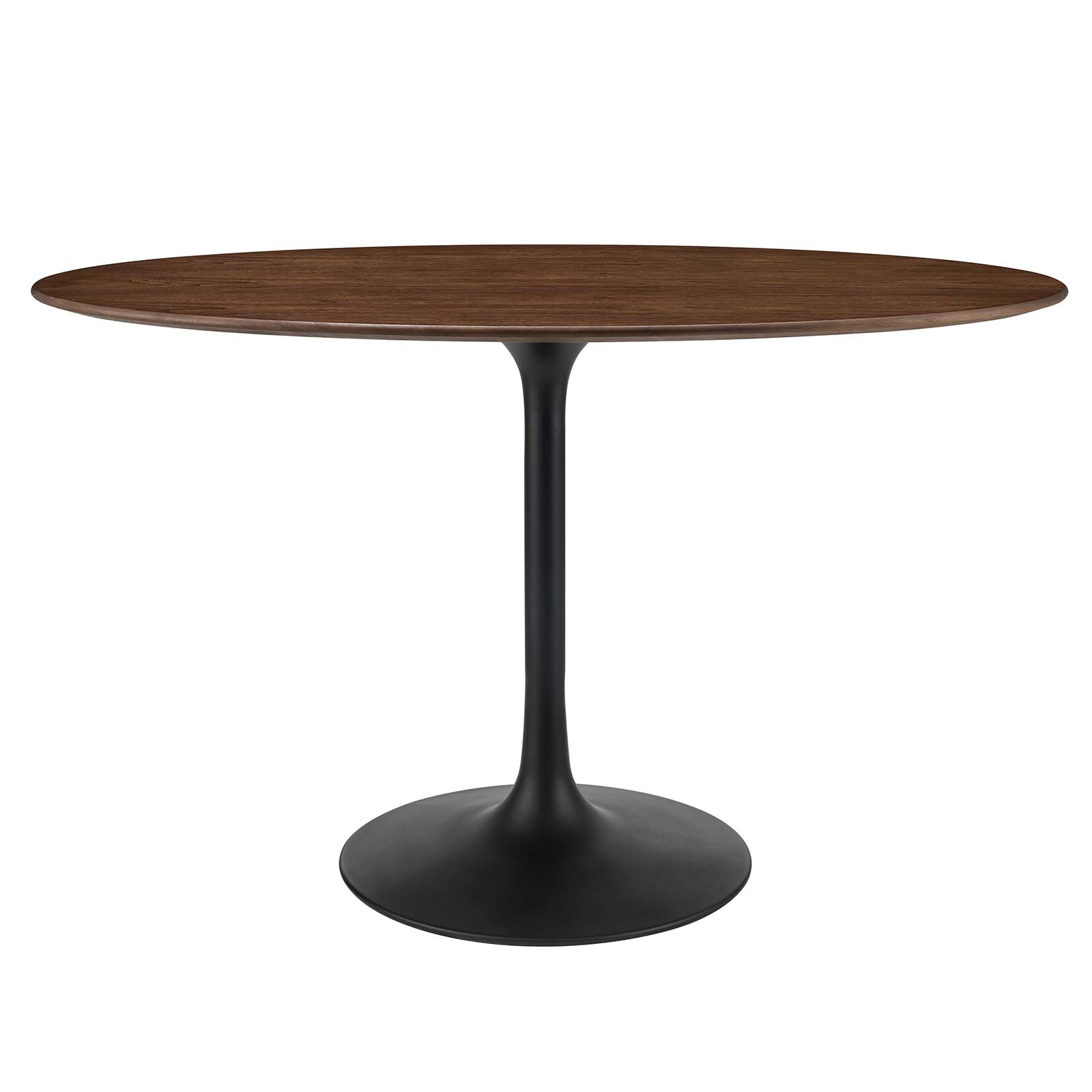 EEI-3520-BLK-WAL 48 in. Lippa Oval Walnut Dining Table, Black & Walnut