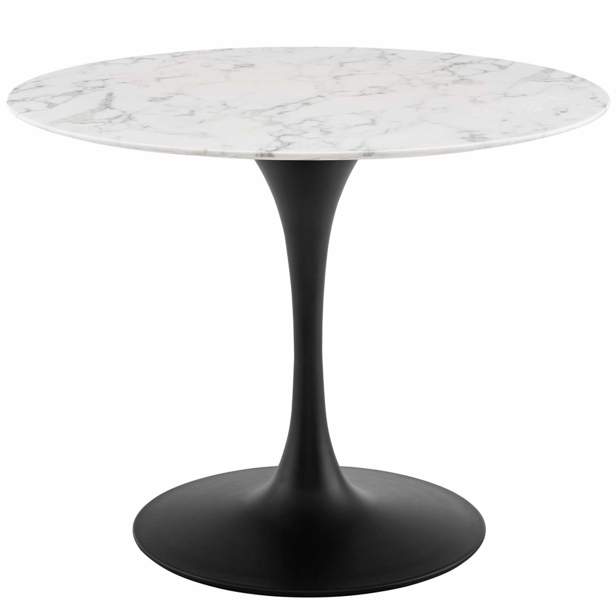EEI-3526-BLK-WHI 40 in. Lippa Round Artificial Marble Dining Table, Black & White