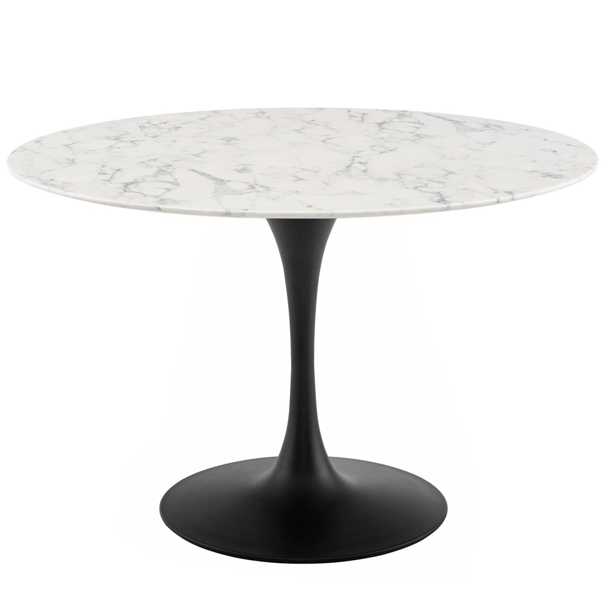 EEI-3527-BLK-WHI 47 in. Lippa Round Artificial Marble Dining Table, Black & White