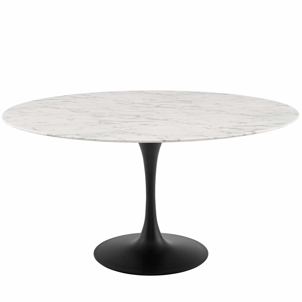 EEI-3529-BLK-WHI Lippa Round Artificial Marble Dining Table, Black & White - 29.5 x 60 x 60 in.
