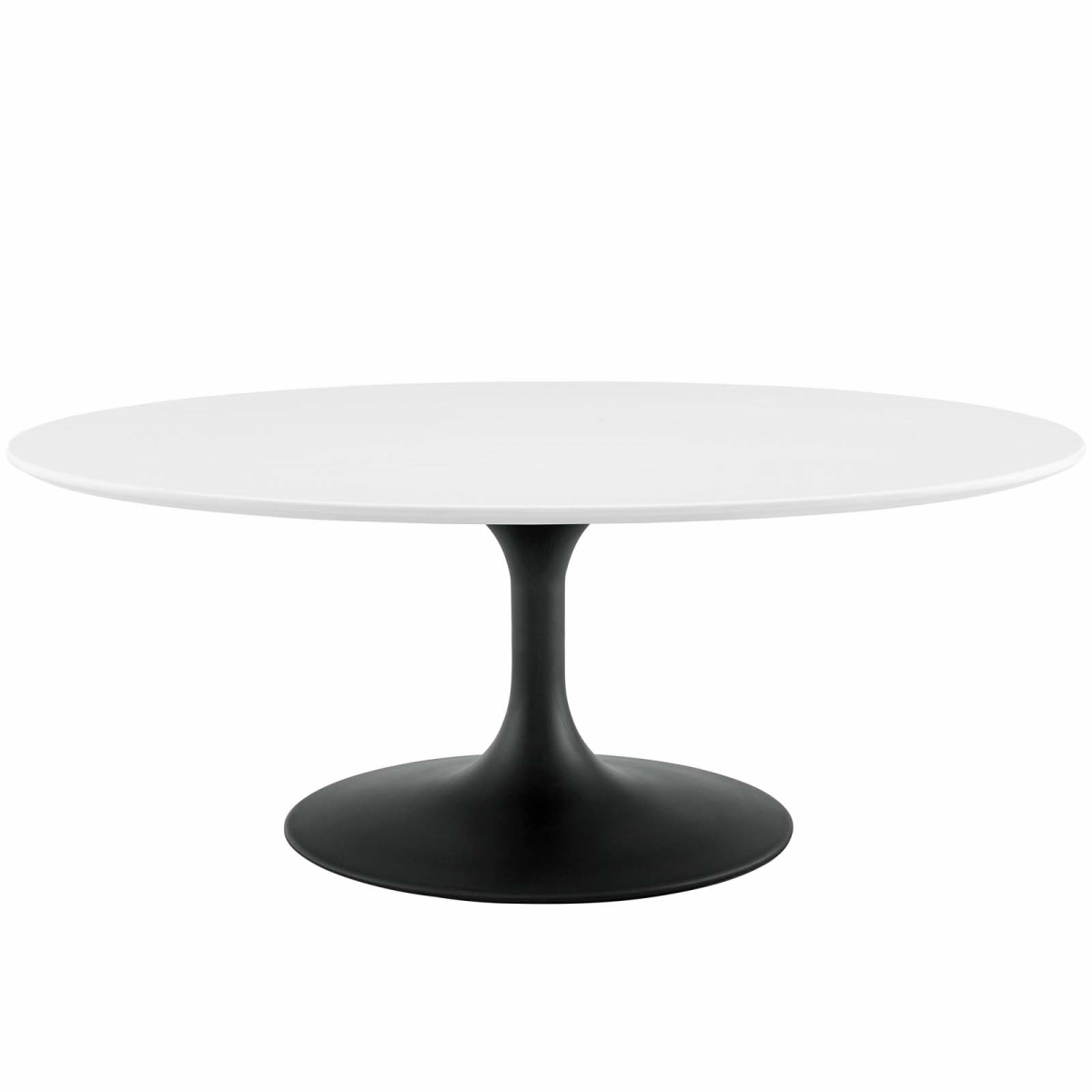 EEI-3533-BLK-WHI 42 in. Lippa Wood Coffee Table, Black White - Oval
