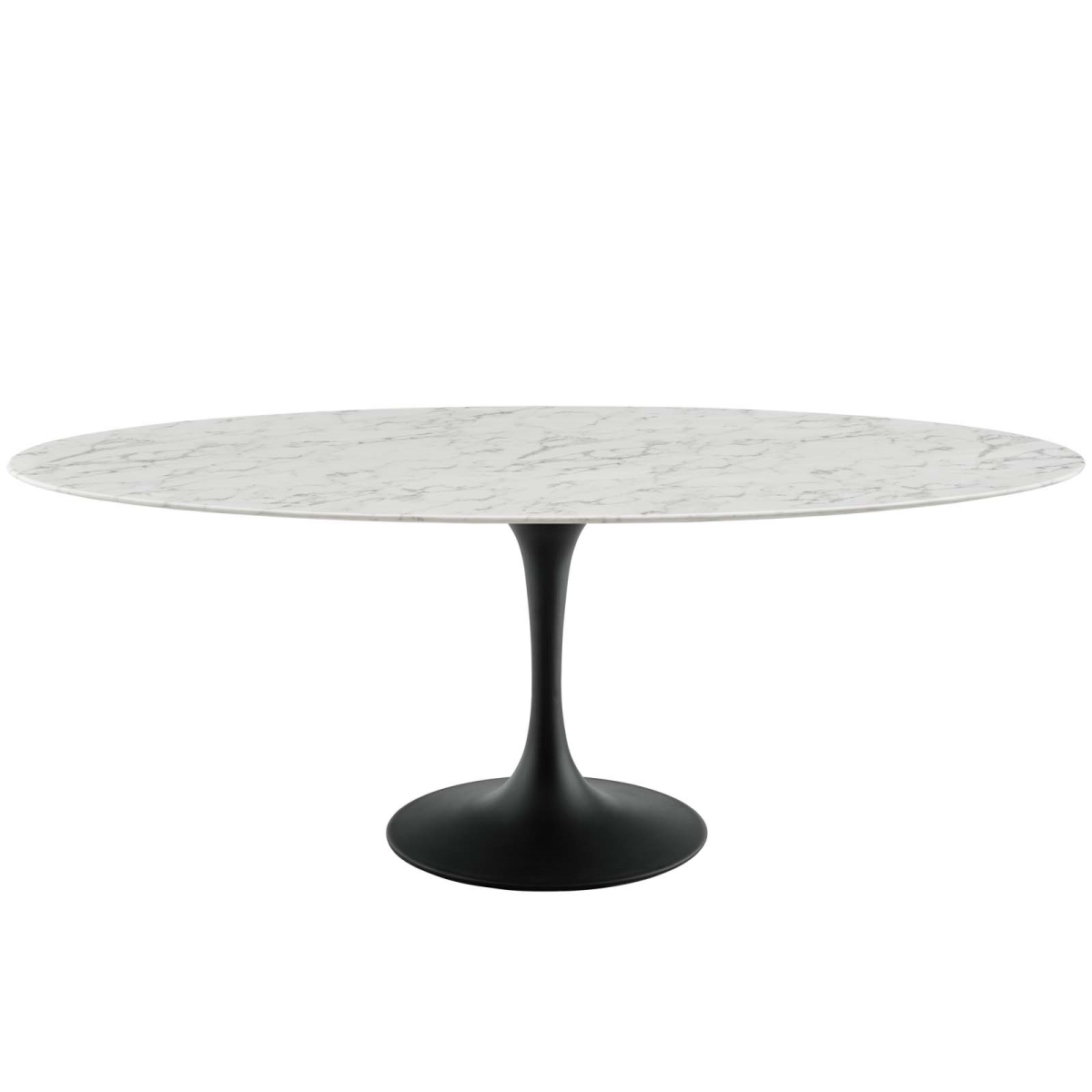 EEI-3542-BLK-WHI 78 in. Lippa Oval Artificial Marble Dining Table, Black & White