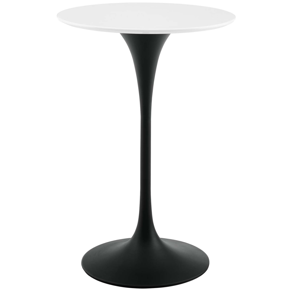 EEI-3545-BLK-WHI 28 in. Lippa Round Wood Bar Table, Black & White