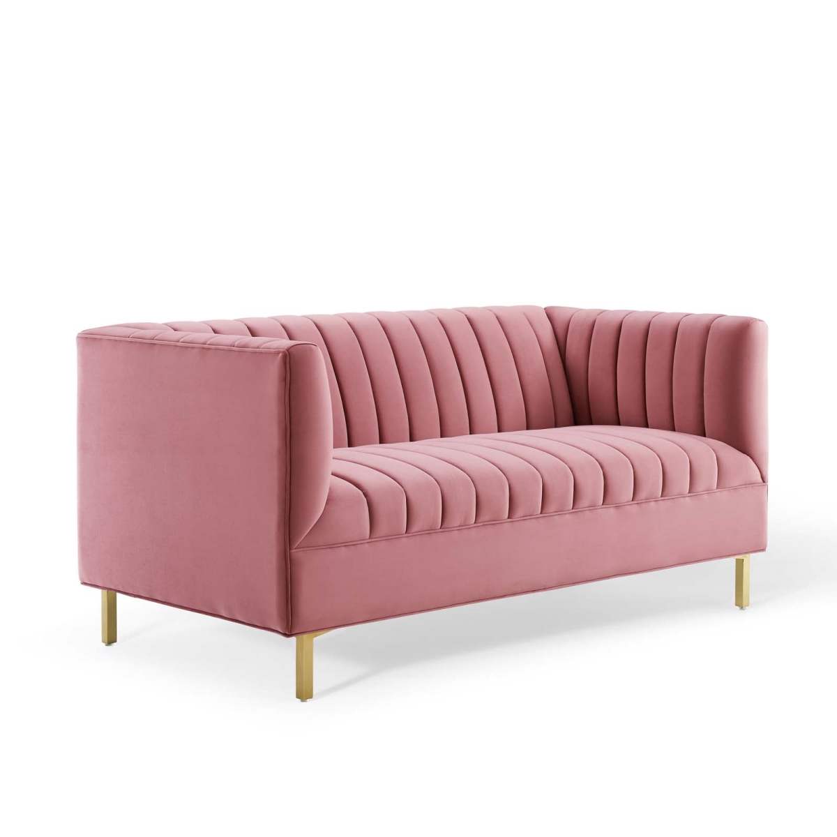 EEI-4131-DUS Shift Channel Tufted Performance Velvet Loveseat, Dusty Rose -  Modway Furniture