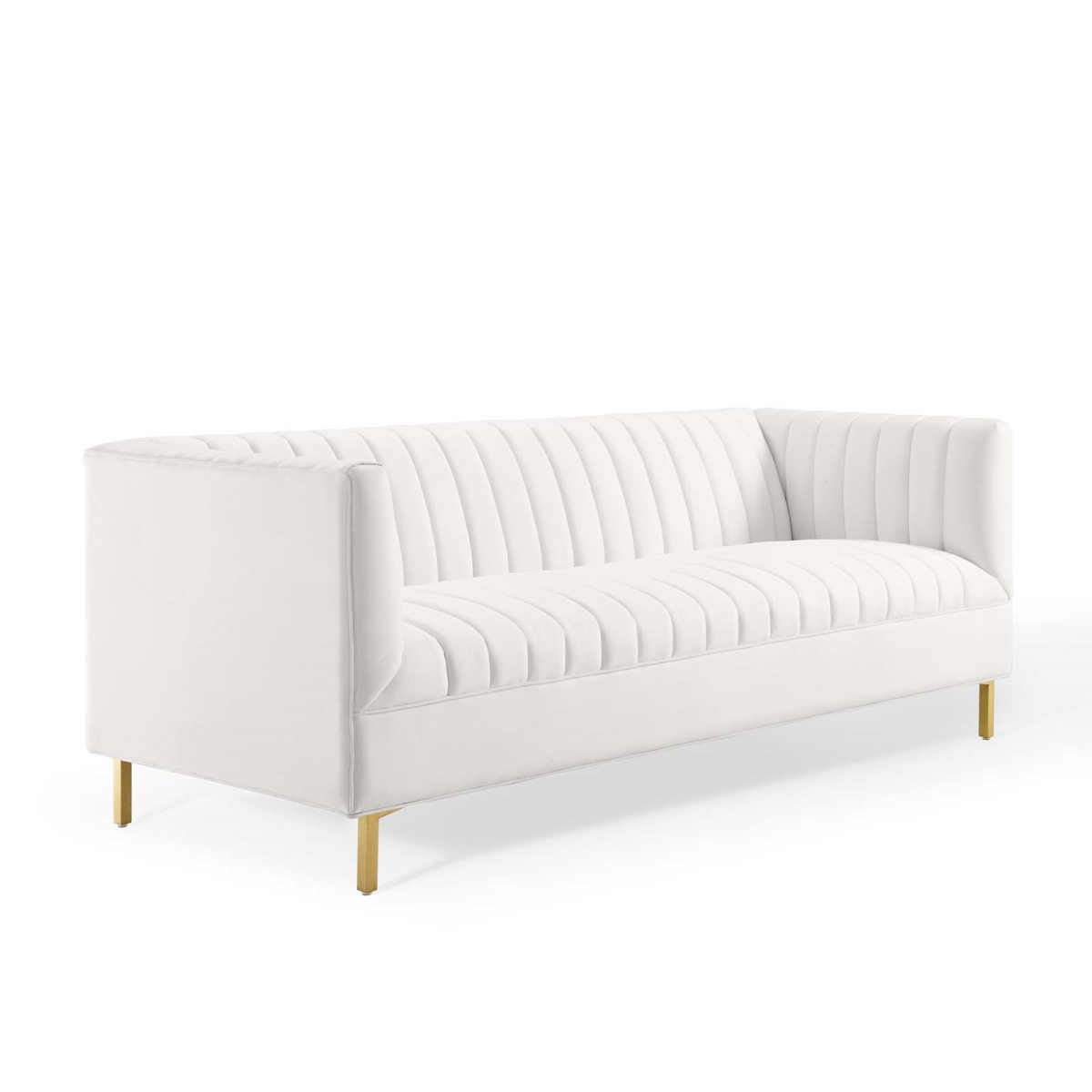 EEI-4132-WHI Shift Channel Tufted Performance Velvet Sofa, White -  Modway