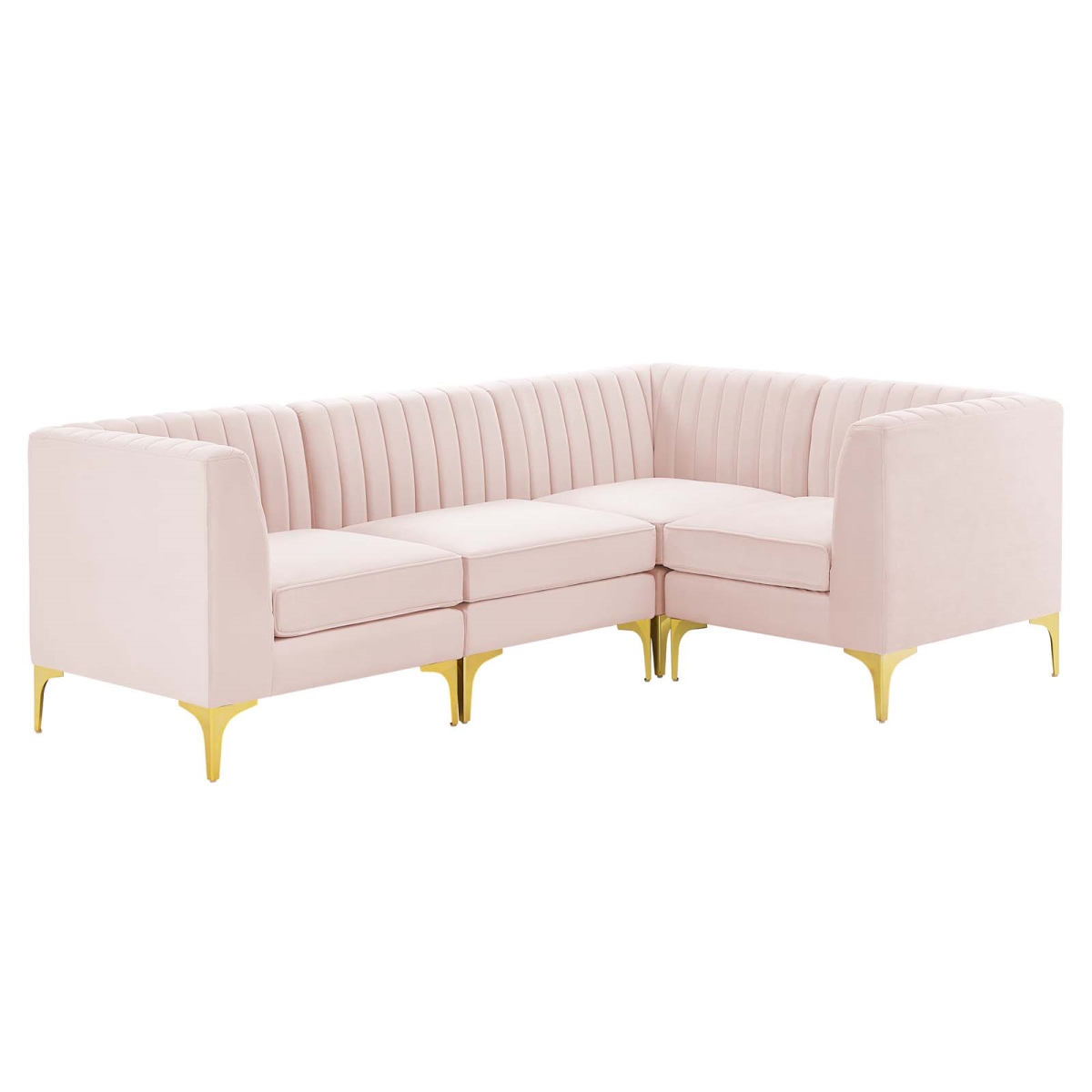 EEI-4349-PNK Triumph Channel Tufted Performance Velvet Sectional Sofa, Pink - 4 Piece -  Modway Furniture