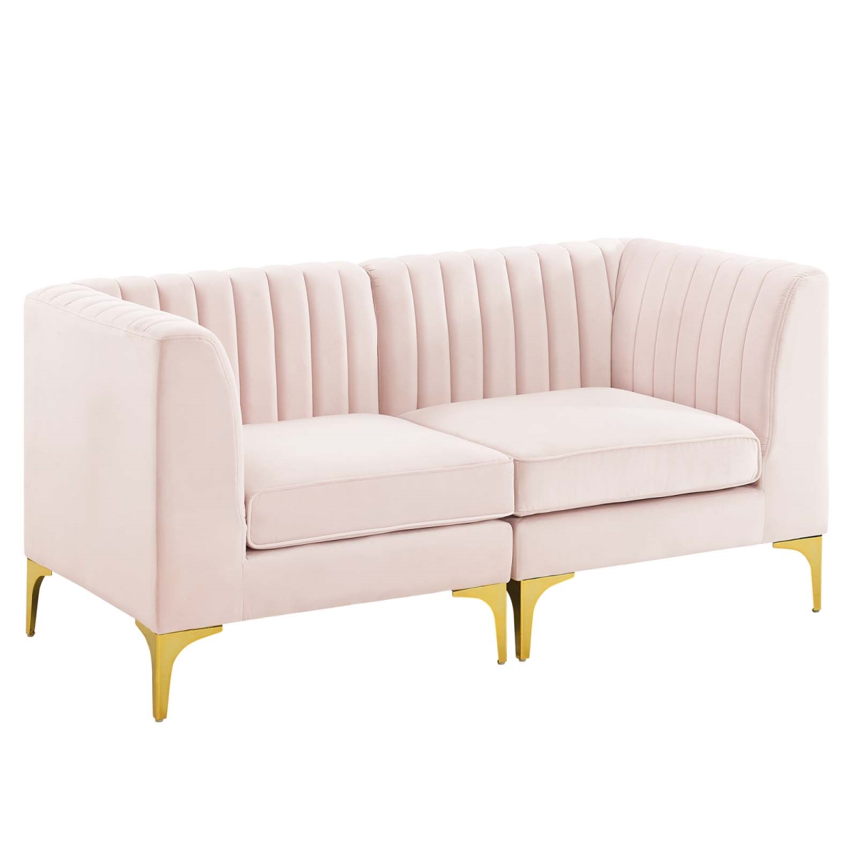 EEI-4346-PNK Triumph Channel Tufted Performance Velvet Loveseat, Pink -  Modway Furniture