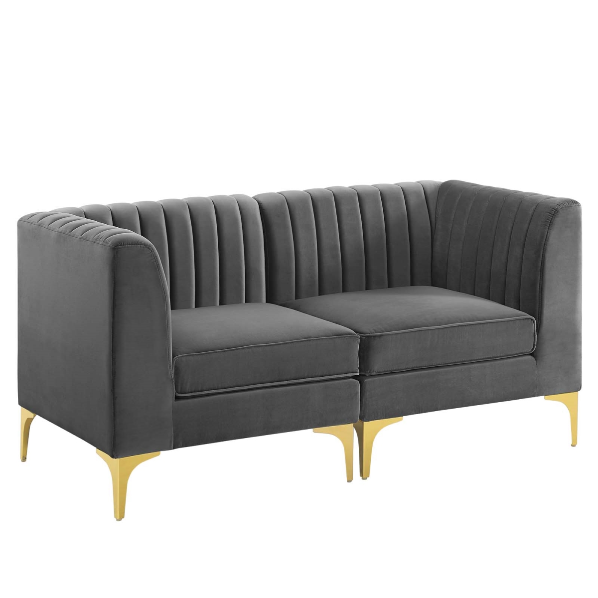 Modway EEI-4346-GRY Triumph Channel Tufted Performance Velvet Loveseat, Gray
