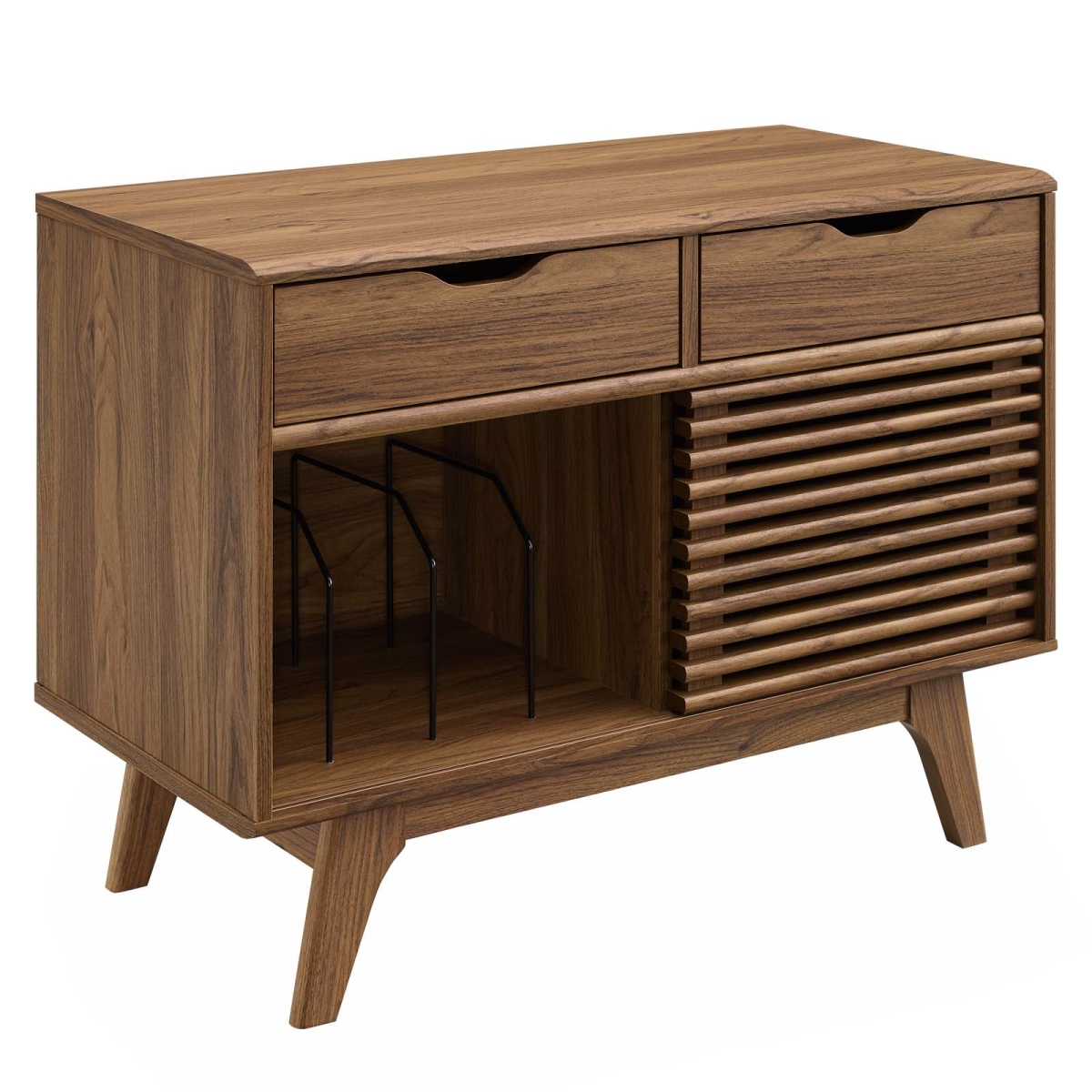 EEI-4323-WAL Render Vinyl Record Display Stand, Walnut